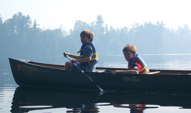 boys canoeing