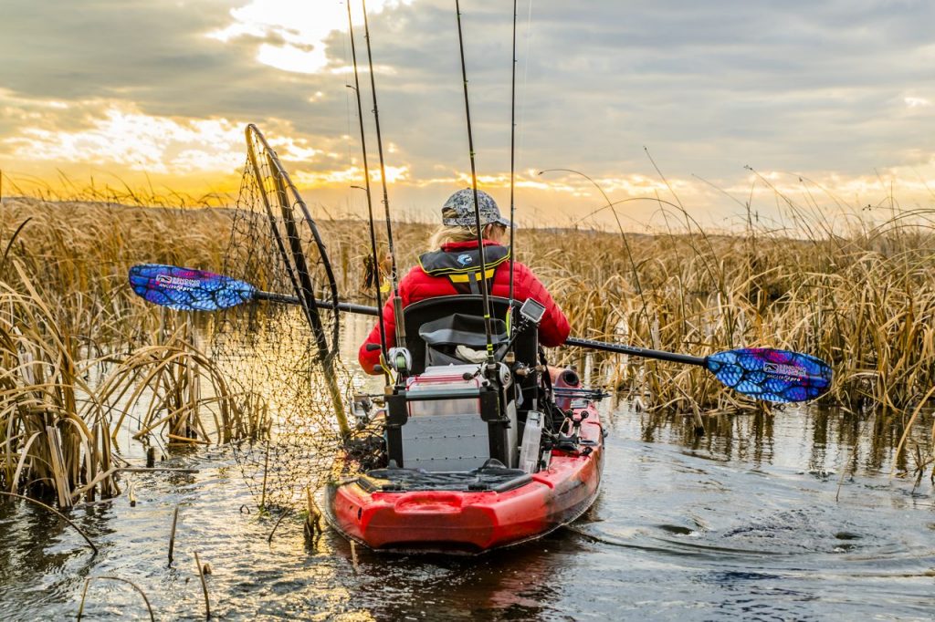 kayak angler with angler pro paddle