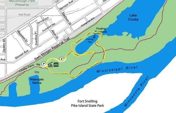 crosby farm park map, along with my hiking route