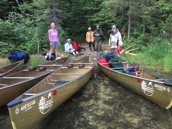 women's group at a boundary waters portage