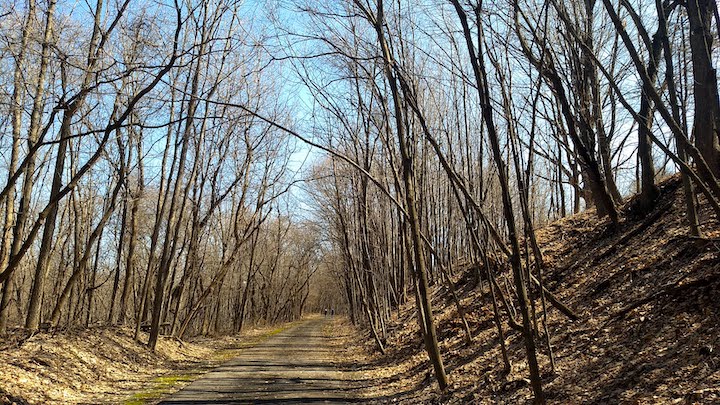 hiking trail at Lake Rebecca in early spring