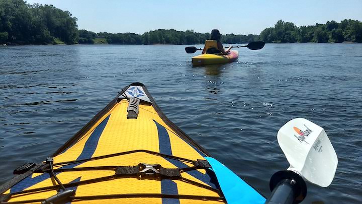 two kayakers on the mississippi river state water trail