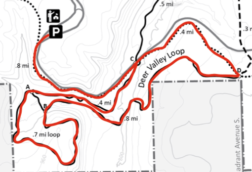 deer valley loop summer map, our route in red
