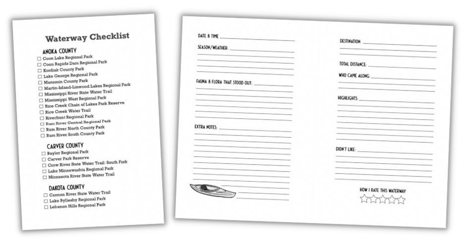 sample pages from Paddling Logbook