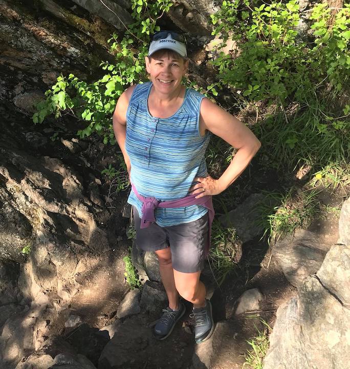 Sharon (the author) wearing LL Bean's Vista Trekking Shorts in charcoal