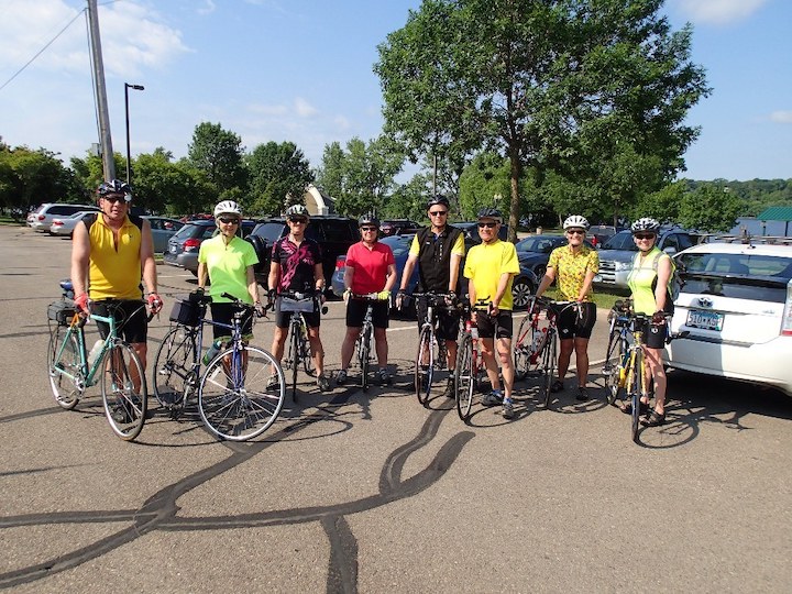 group of bicyclers ready for a ride