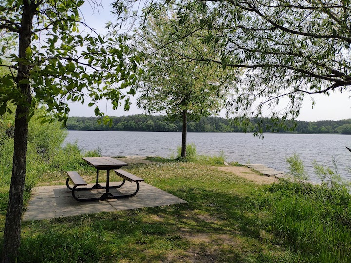 picnic table at the lakeside