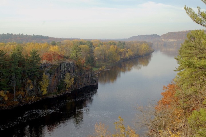 overlooking the St Croix River with peak fall colors