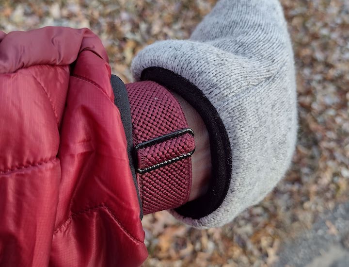 showing the gap between the mitten and coat sleeve