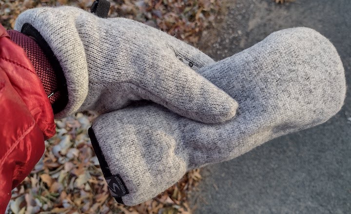 the author wears Storm Creek's Catalyst Mittens